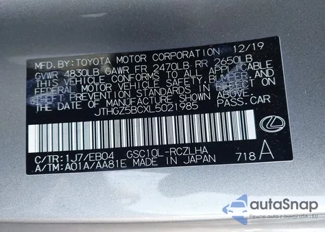 2020 Lexus Rc 350 F Sport z USA, uszkodzony, nr VIN JTHGZ5BCXL5021985